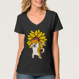 Dabbing Shiba Akita Inu Dog Sunflower Autism AWem T-shirt