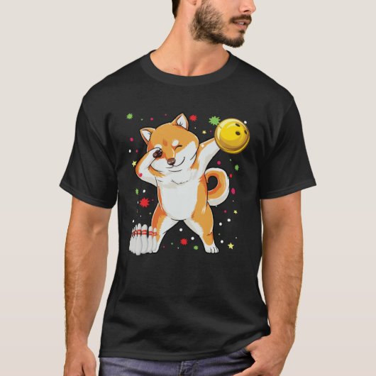 Dabbing Shiba Bowling   Bowling  Boy Girl T-shirt (Voorkant)