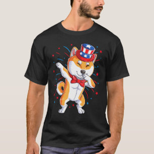 Dabbing Shiba in u 4 juli Mannen Vrouwen verenigen T-shirt