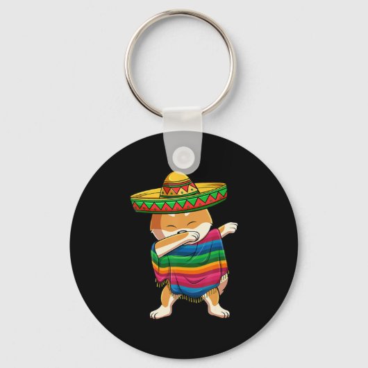 Dabbing Shiba Inu Poncho Sombrero Cinco de Mayo Sleutelhanger (Voorkant)
