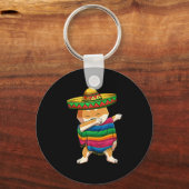 Dabbing Shiba Inu Poncho Sombrero Cinco de Mayo Sleutelhanger (Voorkant)