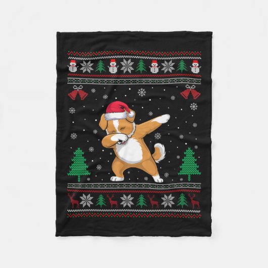 Dabbing Shichon Dog Santa Hat Boys Meisjes Kinder  Fleece Deken (Voorkant)