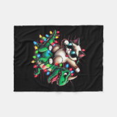 Dabbing Siamese Cat Xmas Lights Dinosaur T Rex Kin Fleece Deken (Voorkant (Horizontaal))