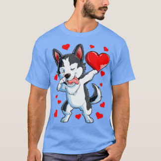Dabbing Siberian Husky Heart Valentijnsdag Boys L T-shirt