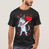 Dabbing Siberian Husky Heart Valentijnsdag Boys L T-shirt (Voorkant)
