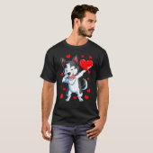 Dabbing Siberian Husky Heart Valentijnsdag Boys L T-shirt (Voorkant volledig)
