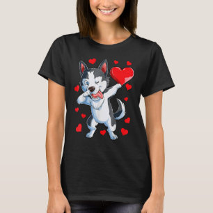 Dabbing Siberian Husky Heart Valentijnsdag Boys L T-shirt