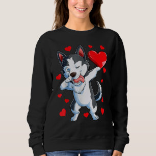 Dabbing Siberian Husky Heart Valentijnsdag Boys L Trui
