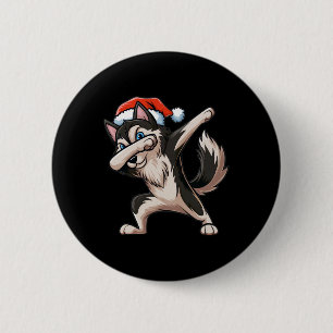 Dabbing Siberische Husky Santa Hat Christmas Dab D Ronde Button 5,7 Cm