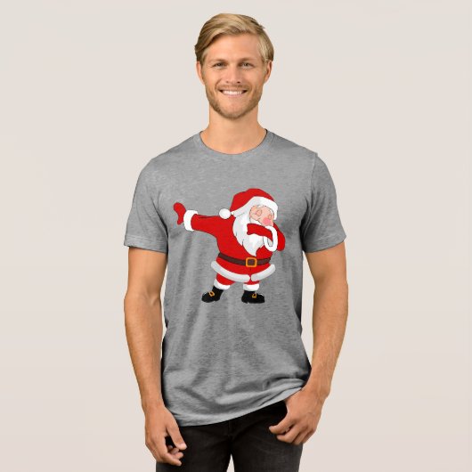 Dabbing Sinterklaas Kerstmis Vakantie Dab Tri-Blend Shirt (Voorkant volledig)