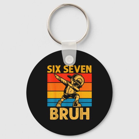 Dabbing Six Seven Bruh 67 Meme 6 7 Nummers Grappig Sleutelhanger (Voorkant)