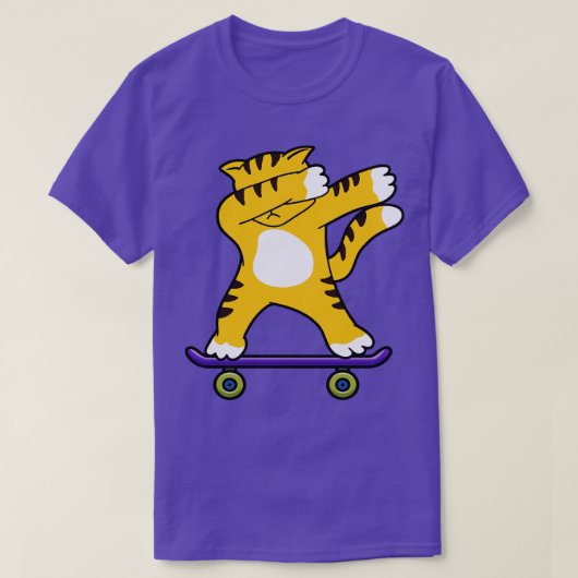 Dabbing Skater Kat Grappig Dab Dance Skateboard T-shirt (Design voorkant)
