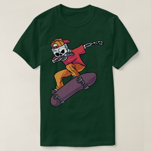 Dabbing Skater Skeleton Skateboard Longboard Halft T-shirt (Design voorkant)