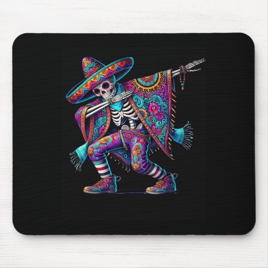 Dabbing skelet cinco de mayo feest hoeden muismat (Voorkant)
