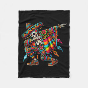 Dabbing Skelet Cinco De Mayo Feest Sombrero's Po Fleece Deken