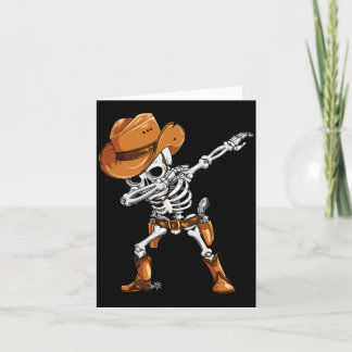Dabbing Skelet Cowboy Halloween Jongens Mannen Gra Kaart