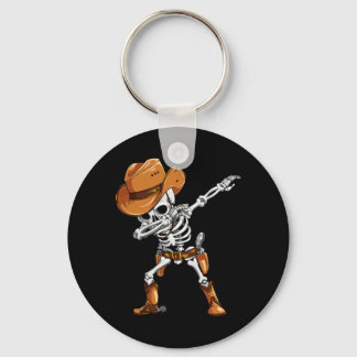 Dabbing Skelet Cowboy Halloween Jongens Mannen Gra Sleutelhanger