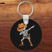 Dabbing Skelet Cowboy Halloween Jongens Mannen Gra Sleutelhanger (Voorkant)
