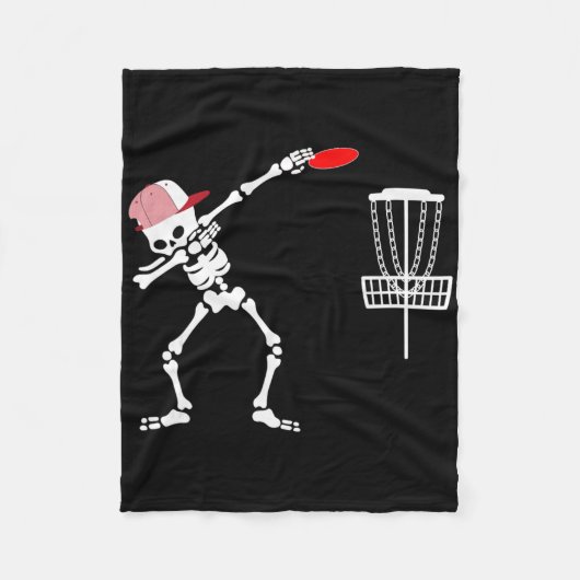 Dabbing skelet draagt hoed discgolfspeler Hallowee Fleece Deken (Voorkant)