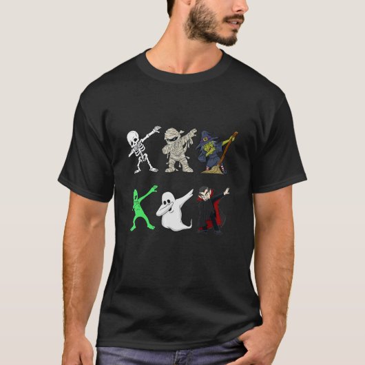 Dabbing skelet en monsters Dracula grappige dab da T-shirt (Voorkant)