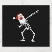 Dabbing skelet grappig kerstcadeau sparkling wijnetiket (Enkel label)