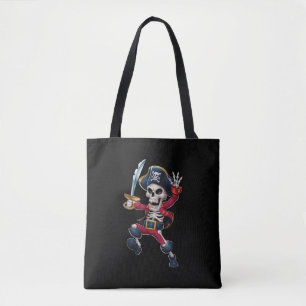 Dabbing Skelet Piraat Halloween Kinderen Jolly Rog Tote Bag
