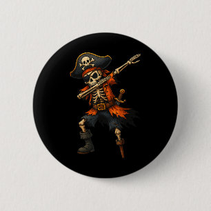 Dabbing Skelet Piraat Halloween Kostuum Voor Kinde Ronde Button 5,7 Cm