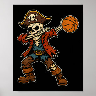 Dabbing Skelet Piraat Sketll Halloween Piraat Da Poster