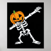 Dabbing Skelet Pompoen Hoofd Fun Halloween Dab Poster (Voorkant)