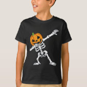 Dabbing Skelet Pompoen Hoofd Fun Halloween Dab T-shirt (Voorkant)