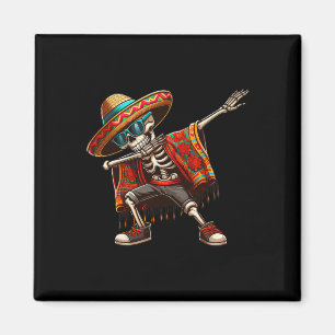 Dabbing Skelet Sombrero Poncho Cinco De Mayo Mexic Magneet