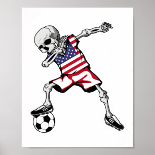 Dabbing Skelet Voetbal Halloween Verenigde Staten Poster