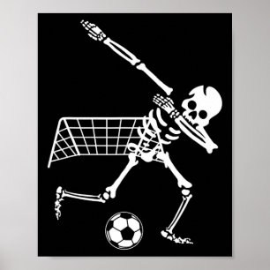 Dabbing Skelet Voetbal Humor Grappig Halloween Cad Poster