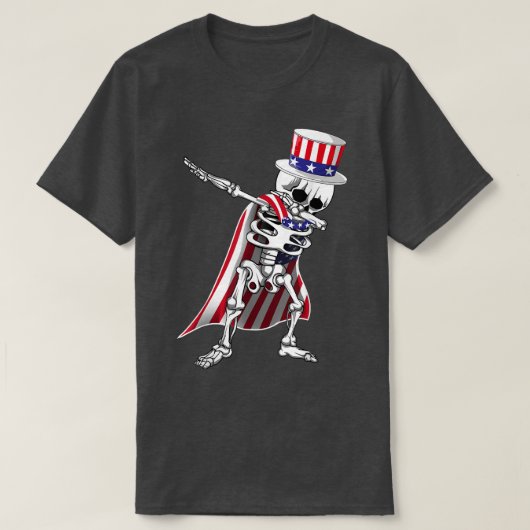 Dabbing Skeleton 4 juli Kinder jongens Mannen Funn T-shirt (Design voorkant)
