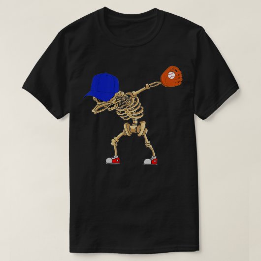 Dabbing Skeleton Baseball Funny Halloween Boys Kin T-shirt (Design voorkant)