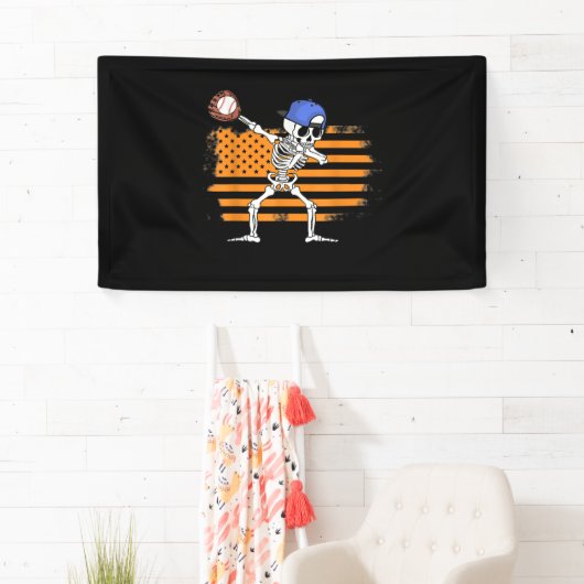 Dabbing Skeleton Baseball Funny Halloween Spandoek (Insitu)