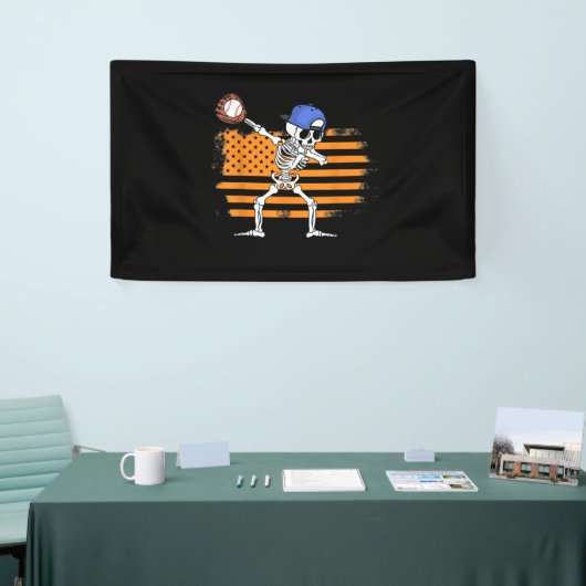 Dabbing Skeleton Baseball Funny Halloween Spandoek (Beurs)