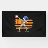 Dabbing Skeleton Baseball Funny Halloween Spandoek (Horizontaal)