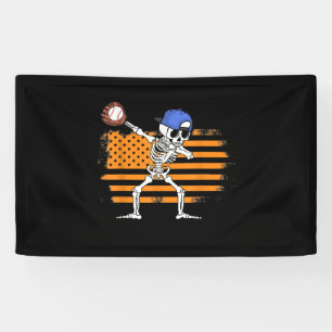 Dabbing Skeleton Baseball Funny Halloween Spandoek
