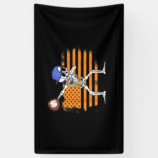 Dabbing Skeleton Baseball Funny Halloween Spandoek (Verticaal)