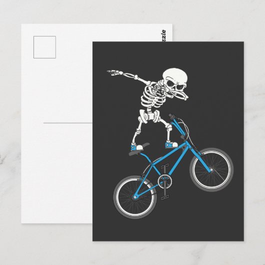 Dabbing Skeleton Bicycle BMX Fun Briefkaart (Voorkant / Achterkant)
