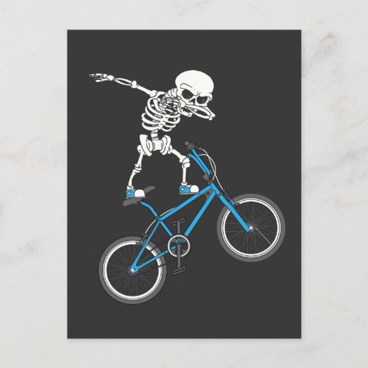 Dabbing Skeleton Bicycle BMX Fun Briefkaart (Voorkant)