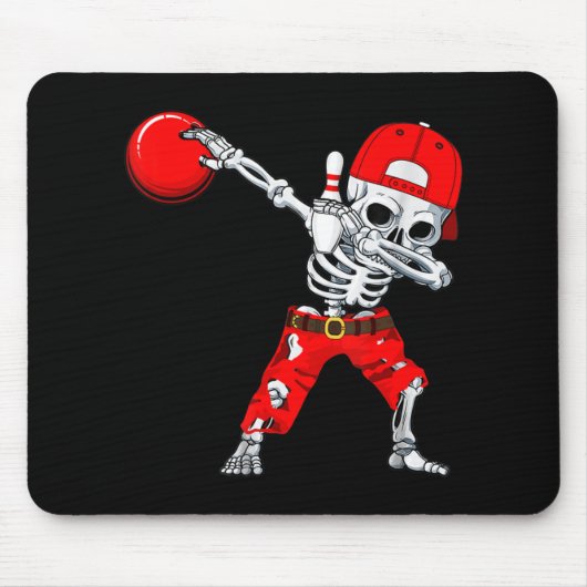 Dabbing Skeleton Bowling Fun Skull Halloween Costu Muismat (Voorkant)