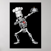 Dabbing Skeleton Chef Lunch Lady Halloween Poster (Voorkant)