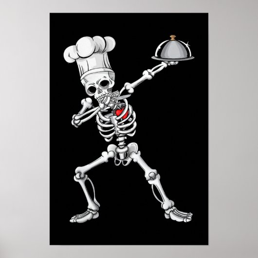 Dabbing Skeleton Chef Lunch Lady Halloween Poster (Voorkant)