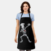 Dabbing Skeleton Chef Lunch Lady Halloween Schort (Gedragen)