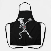 Dabbing Skeleton Chef Lunch Lady Halloween Schort (Voorkant)