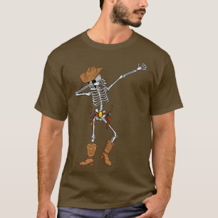 Dabbing Skeleton Cowboy Funny Cowboy Skeleton Hall T-shirt