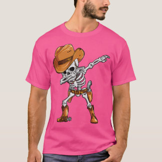 Dabbing Skeleton Cowboy Halloween Boys Mannen Funn T-shirt