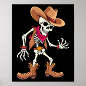 Dabbing Skeleton Cowboy Halloween Costume Kinder B Poster (Voorkant)